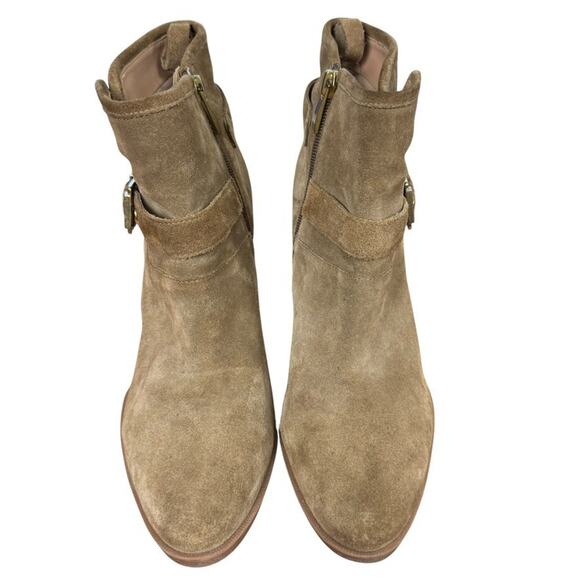 Franco Sarto Dorinda Womens Beige Chunky High Heel Ankle Boots Booties sz 9 - Picture 6 of 16